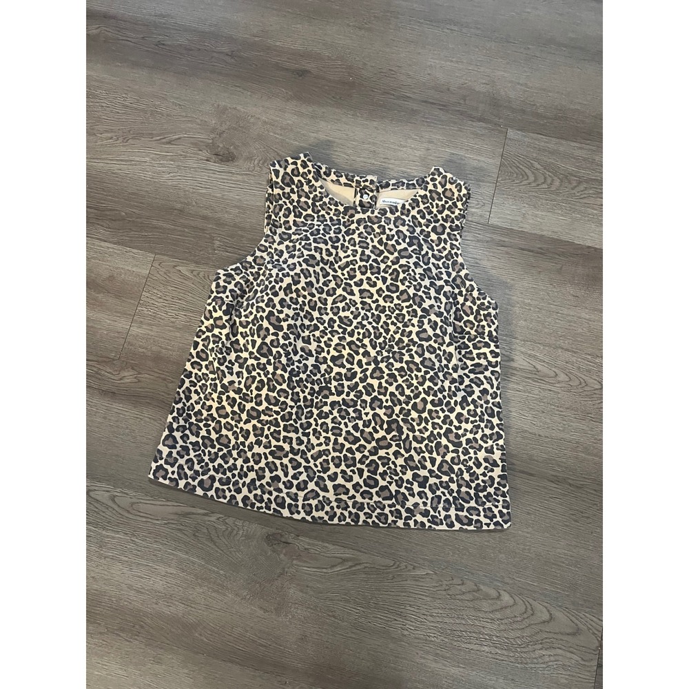 Abercrombie & Fitch Leopard Print Sleeveless Button Back Top Tan Black Grey M